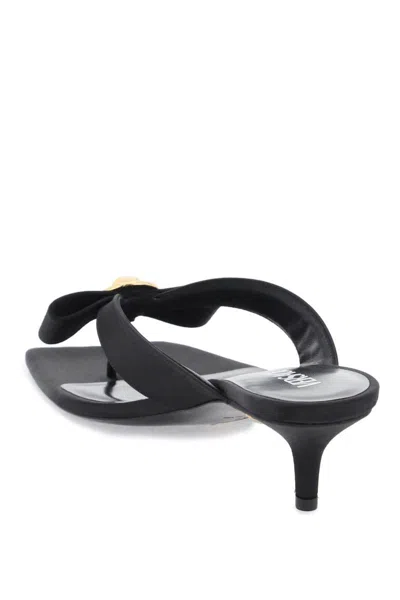 Shop Versace Gianni Ribbon Thong Mules In Nero