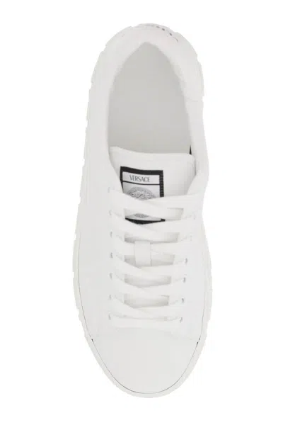 Shop Versace Greca Sneakers In Bianco