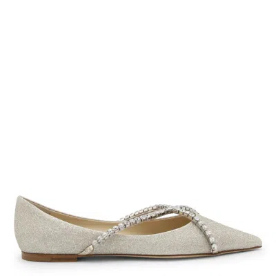 Shop Jimmy Choo Flat Shoes In Platinum Ice/crystal