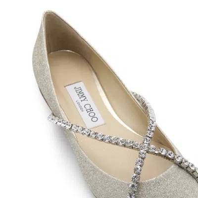 Shop Jimmy Choo Flat Shoes In Platinum Ice/crystal