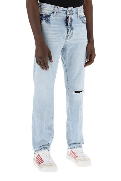 Shop Dsquared2 Light Wash Palm Beach Jeans With 642 In Blu