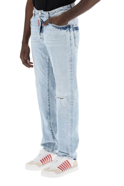 Shop Dsquared2 Light Wash Palm Beach Jeans With 642 In Blu