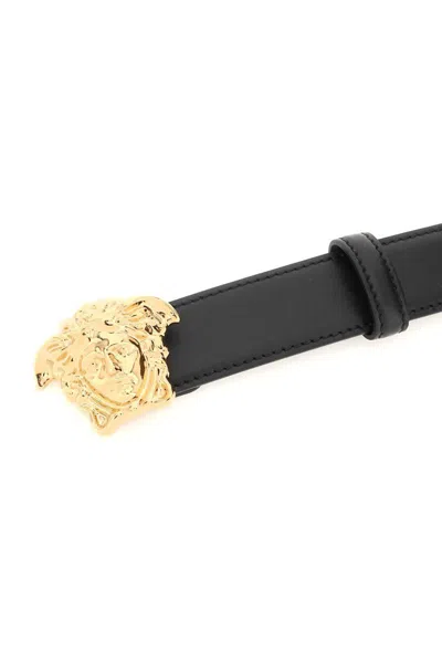 Shop Versace Medusa Buckle Leather Belt In Nero