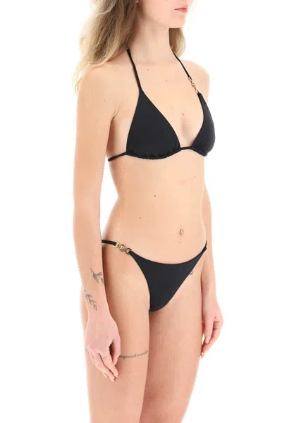 Shop Versace Medusa Triangle Bikini Top In Nero