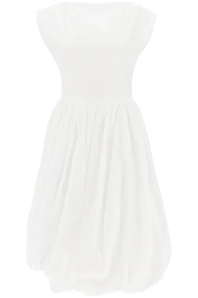 Shop Marni Midi Balloon Dress In Bianco
