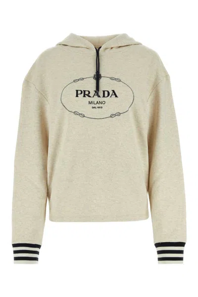 Shop Prada Sweatshirts In Beige O Tan