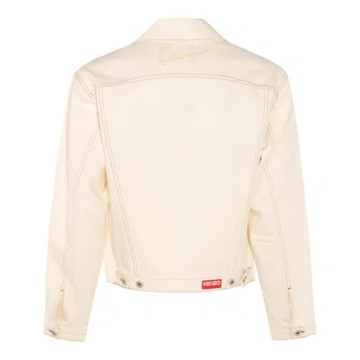 Shop Kenzo Jackets In Stone Bleached White Denim