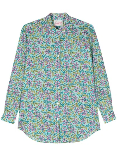 Shop Mc2 Saint Barth Cotton Shirt With Floral Print In Multicolour