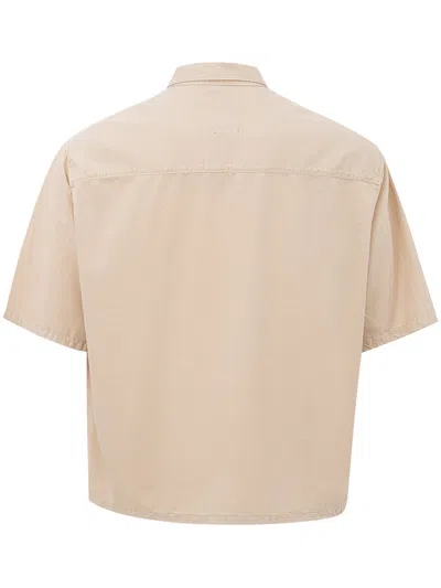 Shop Armani Exchange Beige Short Sleeve Men's Shirt