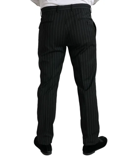 Shop Dolce & Gabbana Black And White Striped Skinny Dress Men's Pants