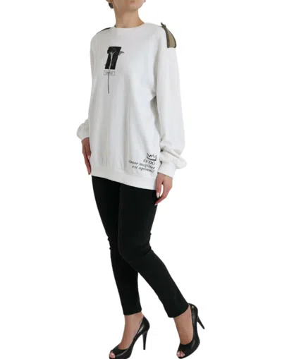 Shop Dolce & Gabbana Chic Black And White Crew Neck Women's Sweater
