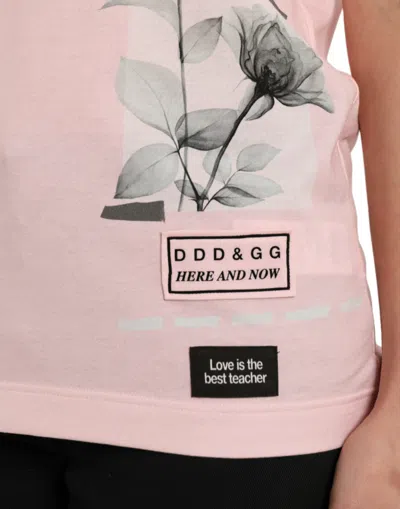 Shop Dolce & Gabbana Chic Pink Floral Cotton Women's Tee