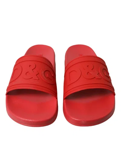 Shop Dolce & Gabbana Classic Red Rubber Beachwear Men's Slides