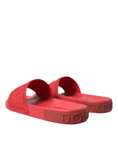 Shop Dolce & Gabbana Classic Red Rubber Beachwear Men's Slides