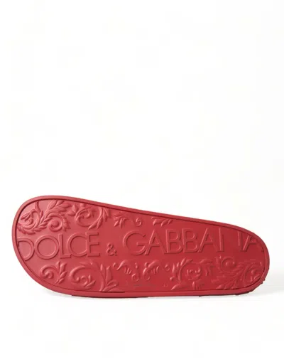 Shop Dolce & Gabbana Classic Red Rubber Beachwear Men's Slides