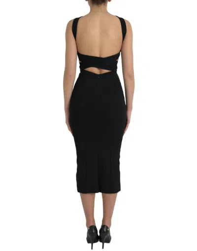Shop Dolce & Gabbana Elegant Black Sheath Halter Midi Women's Dress