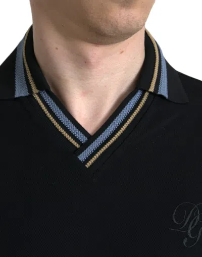 Shop Dolce & Gabbana Elegant Black V-neck Polo Men's Tee