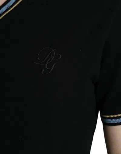 Shop Dolce & Gabbana Elegant Black V-neck Polo Men's Tee