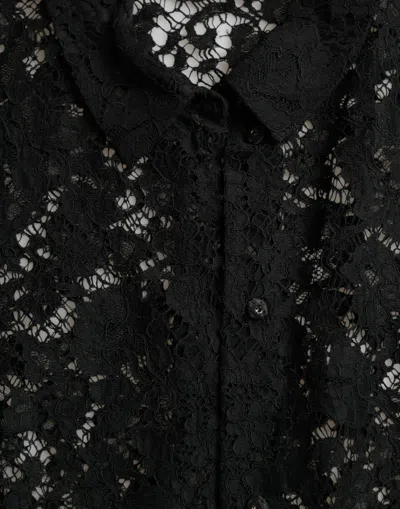 Shop Dolce & Gabbana Elegant Floral Lace Blouse Women's Top In Black