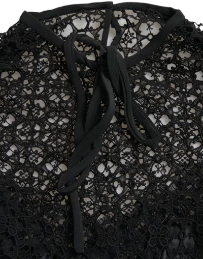 Shop Dolce & Gabbana Elegant Floral Lace Blouse Women's Top In Black