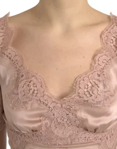 Shop Dolce & Gabbana Elegant Floral Lace Silk Women's Blouse In Pink