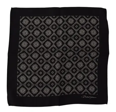 Shop Dolce & Gabbana Elegant Geometric Silk Square Men's Scarf In Black