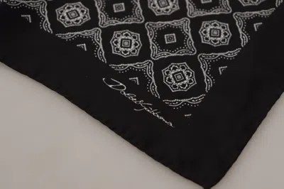 Shop Dolce & Gabbana Elegant Geometric Silk Square Men's Scarf In Black