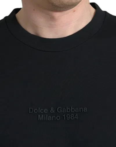 Shop Dolce & Gabbana Elegant Leopard Print Crew Neck Men's Tee In Black