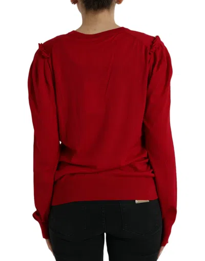 Shop Dolce & Gabbana Elegant Red V-neck Wool Women's Cardigan