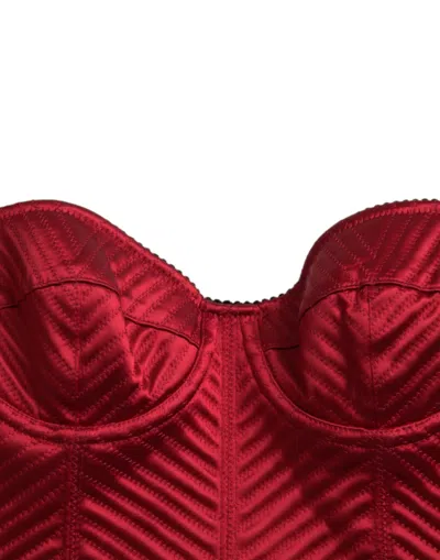 Shop Dolce & Gabbana Elegant Satin Corset Midi Dress In Women's Red