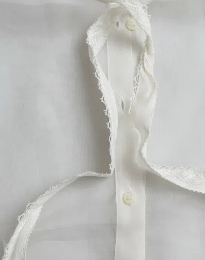 Shop Dolce & Gabbana Elegant Silk Blend Long Sleeve Women's Blouse In White
