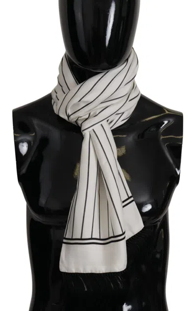 Shop Dolce & Gabbana Elegant Striped Silk Men's Men's Scarf In Black