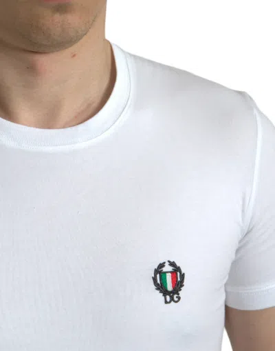 Shop Dolce & Gabbana Elegant White Logo Crest Men's Tee