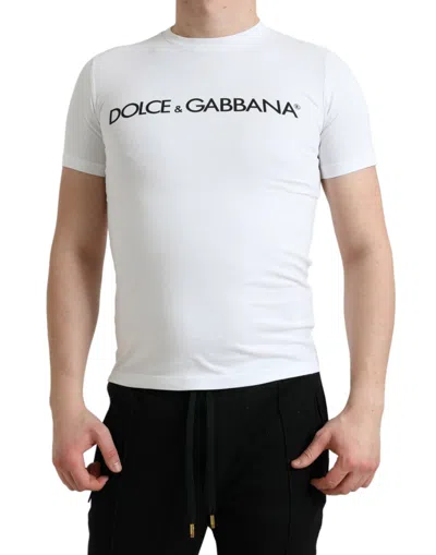 Shop Dolce & Gabbana Elegant White Logo Crewneck Men's Tee