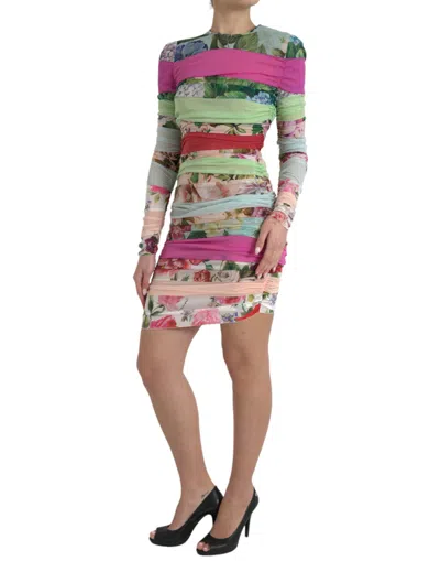 Shop Dolce & Gabbana Multicolor Silk Blend A-line Mini Women's Dress