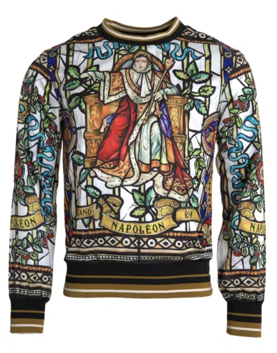 Shop Dolce & Gabbana Napoleon Print Crew Neck Pullover Men's Sweater In Multicolor
