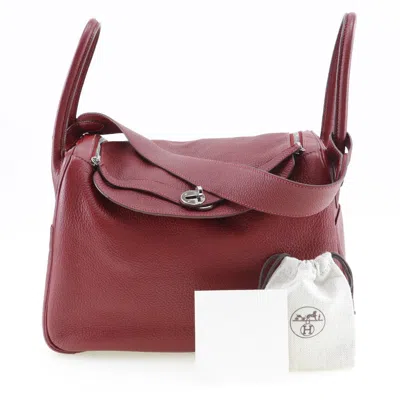 Shop Hermes Hermès Lindy Burgundy Leather Shoulder Bag ()