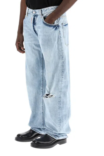 Shop Dsquared2 "oversized Jeans With Destroyed In Blu