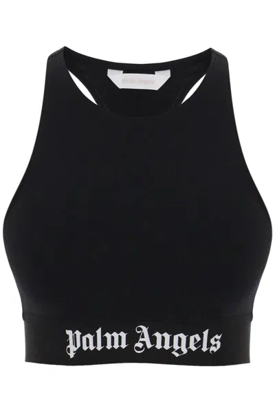 Shop Palm Angels "sport Bra With Branded Band" In Nero
