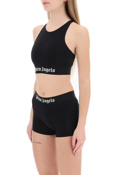 Shop Palm Angels "sport Bra With Branded Band" In Nero