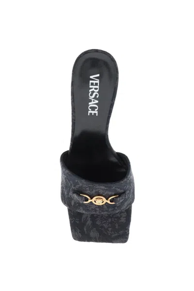 Shop Versace Barocco Medusa '95 Mules In Nero