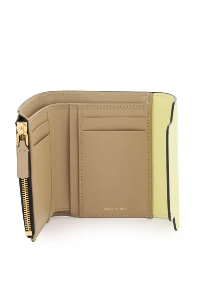 Shop Marni Bi-fold Wallet With Flap In Beige