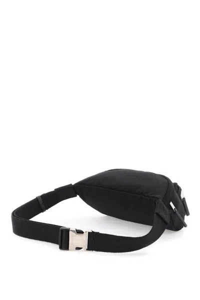 Shop Palm Angels Canvas Waist Bag With Embroidered Logo. In Nero