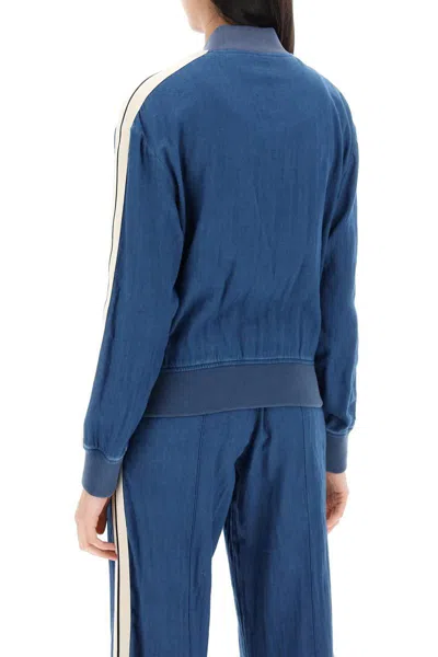 Shop Palm Angels Chambray Track Sweat In Blu