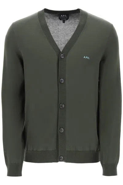 Shop Apc Cotton Curtis Cardigan For In Verde