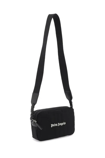 Shop Palm Angels Embroidered Logo Camera Bag With In Nero