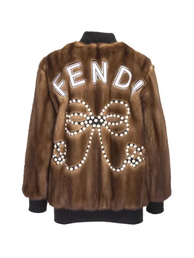 Shop Fendi Jackets In Honey+black