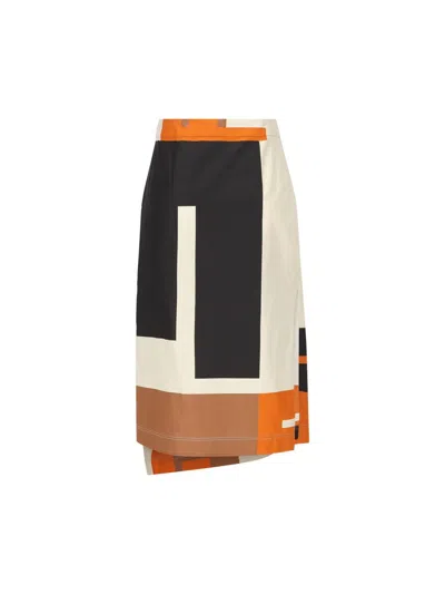 Shop Fendi Skirts In Orange/ash