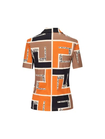 Shop Fendi T-shirts And Polos In Orange/ash
