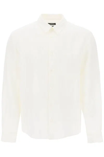 Shop Apc Linen Cassel Shirt For In Bianco